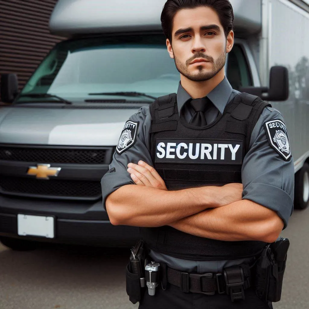 security guard protecting cargo van